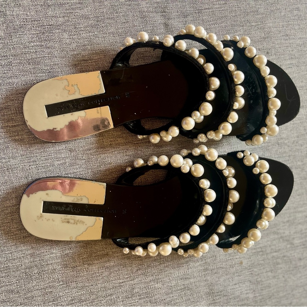 ZARA STRAPPY PEARL SLIDE SANDALS